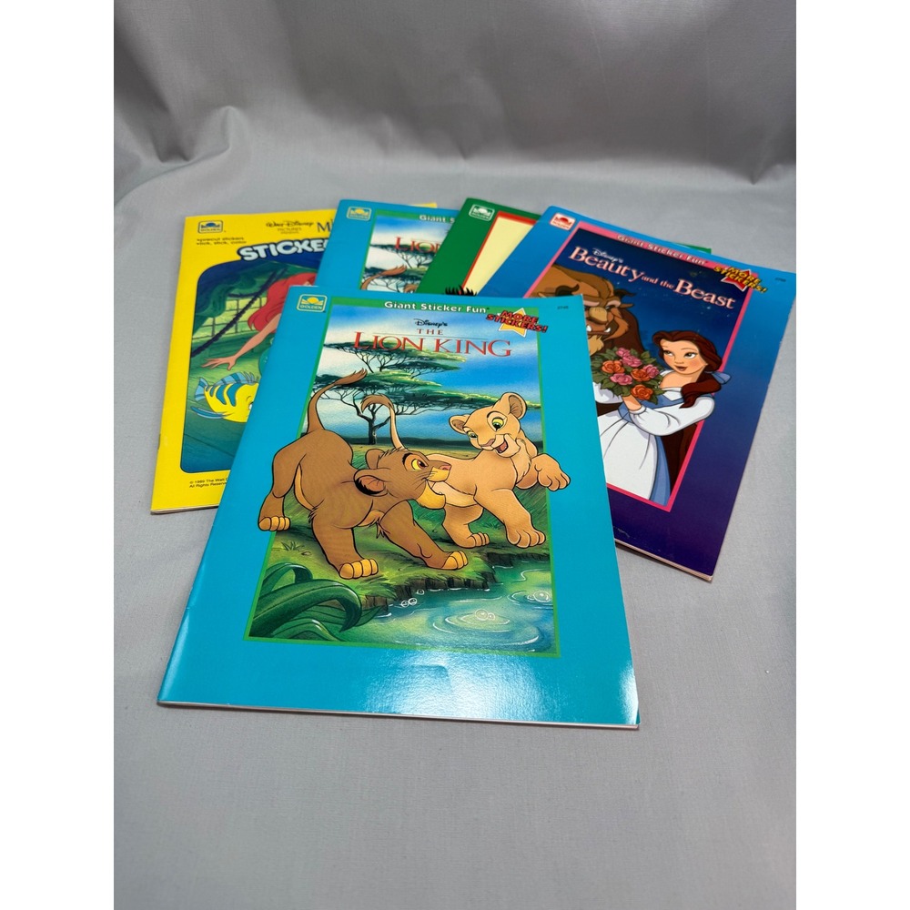 Vintage Golden Book Giant Sticker Fun Books Lot of 5 Disney Sesame Street 90s